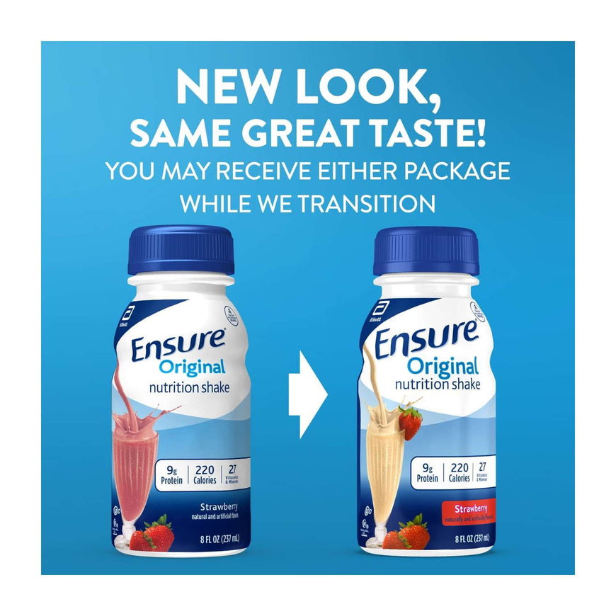Ensure Original Meal Replacement Nutrition Shake, Strawberry, Ready To Drink, 8 fl oz, 24 Pack
