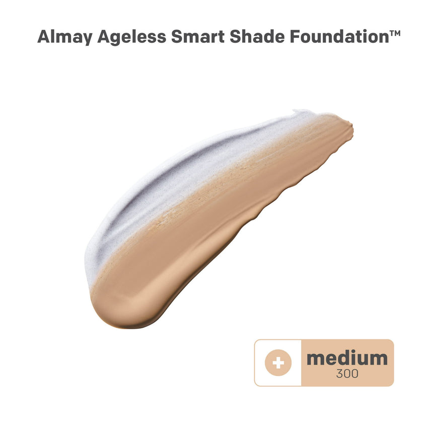 Almay Ageless Smart Shade Liquid Foundation Makeup, Hypoallergenic, 300 Medium, 1 fl oz