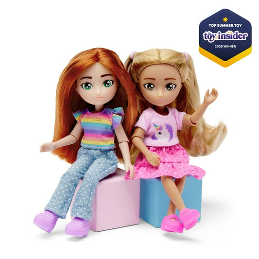 Hey Bestie Millie & Hannah Set of 2 (5.5-inch) Bendable Fashion Dolls, Red Hair & Brown Hair, Kids Ages 3 & Up