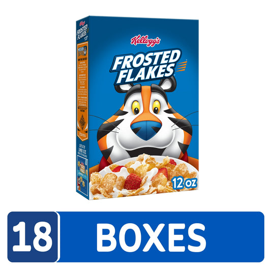 (18 pack) Kellogg's Frosted Flakes Breakfast Cereal, Fat Free, 12 oz