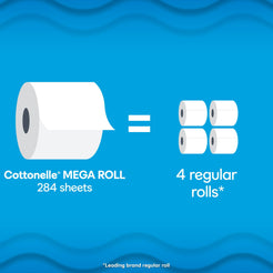 Cottonelle Ultra Clean Toilet Paper, Strong Toilet Tissue, 12 Mega Rolls