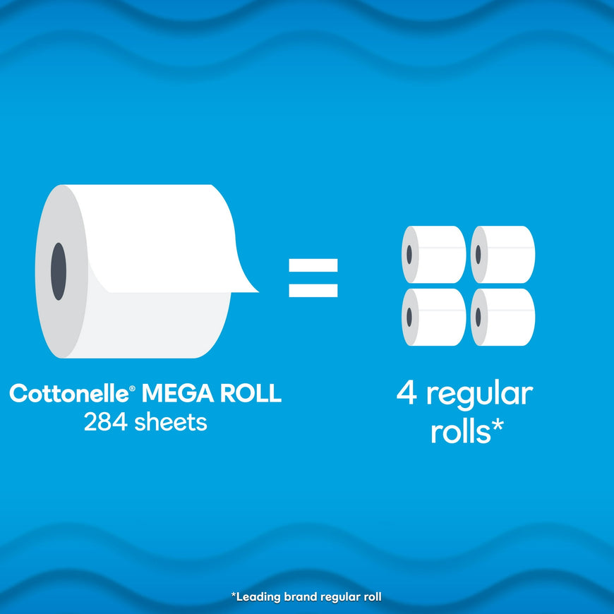 Cottonelle Ultra Clean Toilet Paper, Strong Toilet Tissue, 12 Mega Rolls