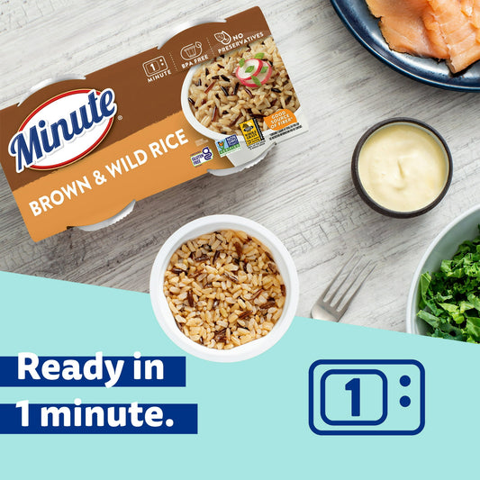 (8 pack) Minute Brown and Wild Rice, Microwaveable Rice Cups, 4.4 oz, 2 Cups