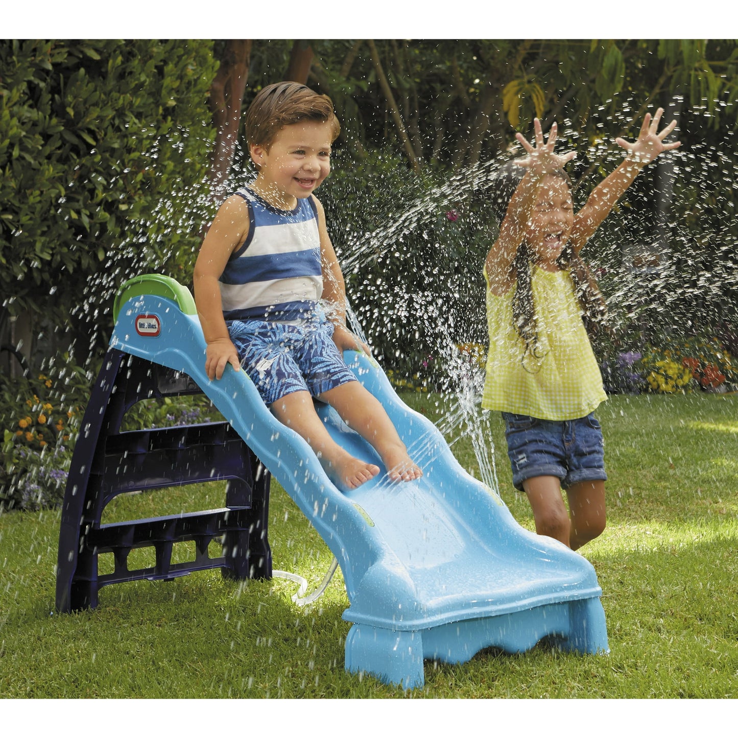 Little Tikes 2-in-1 Outdoor-Indoor Wet or Dry Slide with Easy Storage, Blue, Ages 2 to 6