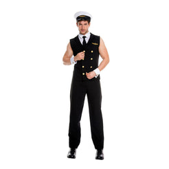 Music Legs Men's Sexy Sleeveless Pilot Costume 76616-BLACK