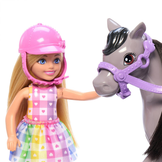 Barbie Chelsea Doll & Horse Toy Set, Includes Helmet Accessory, Multicolor, 5.91 in