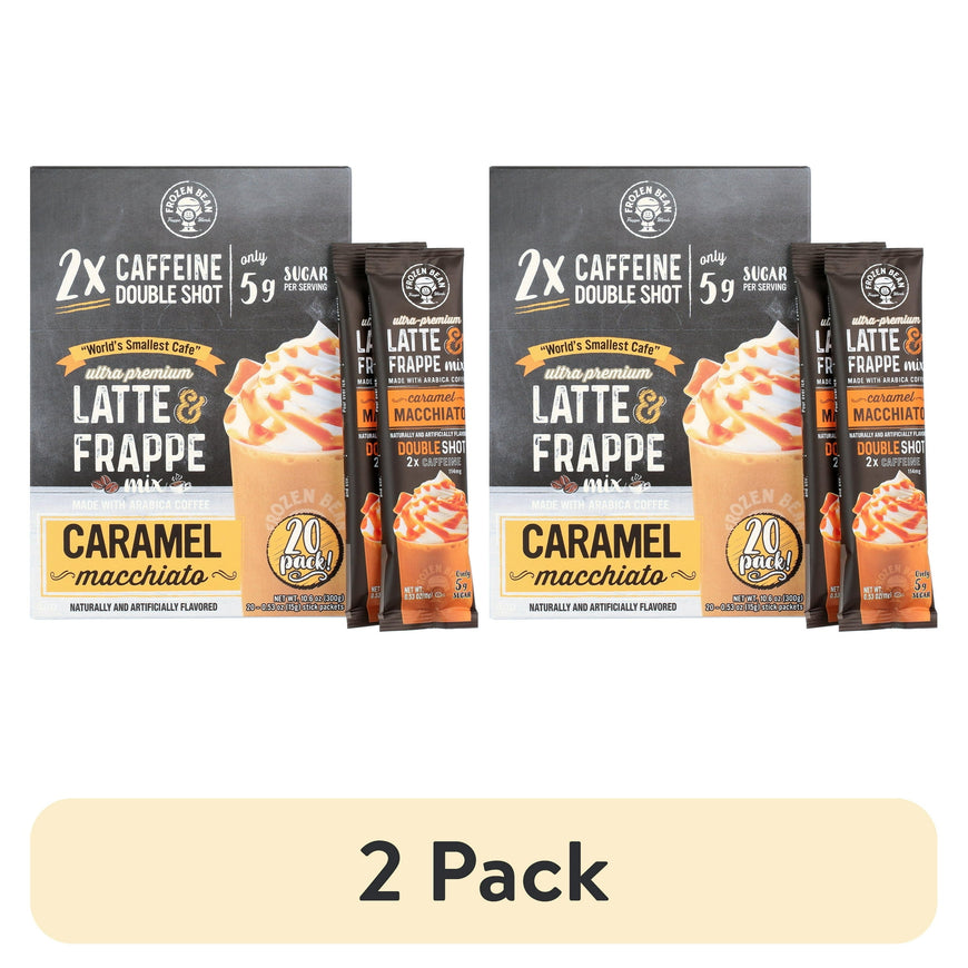 (2 pack) Frozen Bean Ultra-Premium Caramel Macchiato Latte & Frappe Drink Mix 20 Pk
