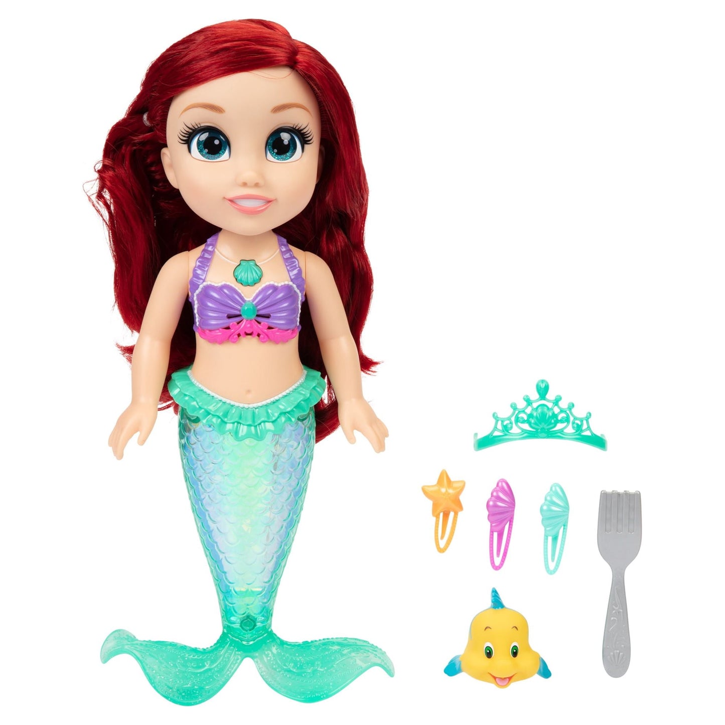 Disney Princess The Little Mermaid 14 inch Tall Singing Bath Time Play Ariel Doll and Flounder