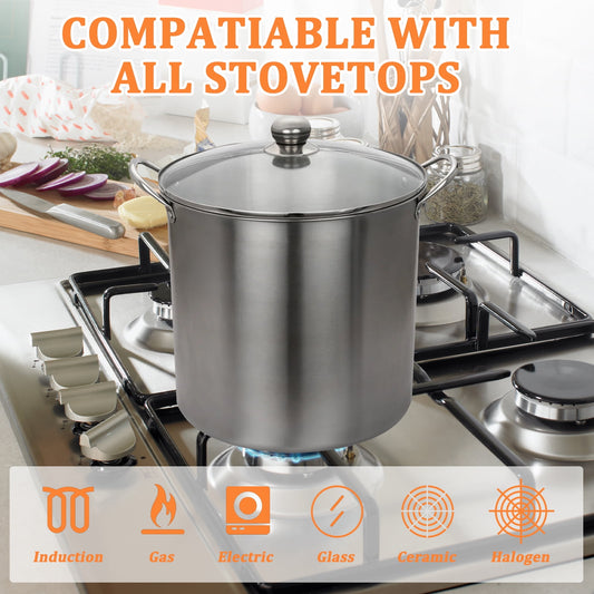 Mainstays 21.5 Quart Stainless Steel Canning Pot with Rack, Dual Water Bath Canner and Steam Canner, Large Stock Pot for Home Canning and Preserving