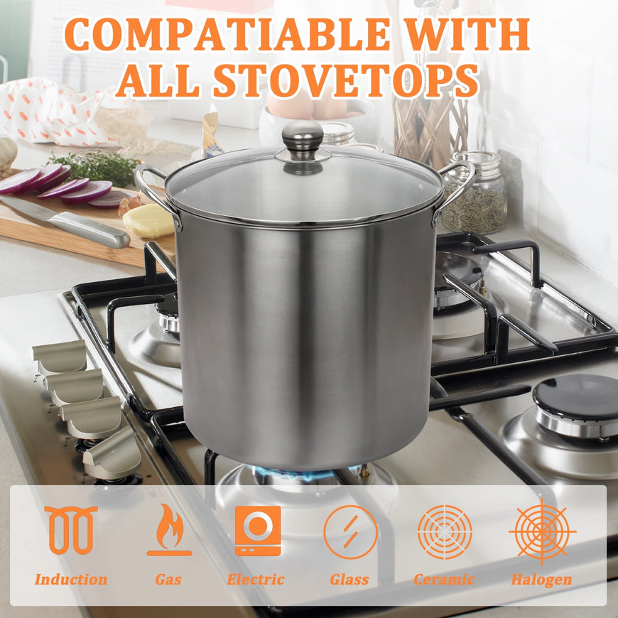 Mainstays 21.5 Quart Stainless Steel Canning Pot with Rack, Dual Water Bath Canner and Steam Canner, Large Stock Pot for Home Canning and Preserving