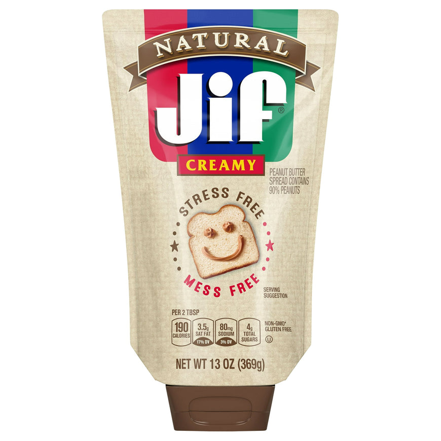 (4 pack) Jif 13 Ounce Natural Squeeze Pouch