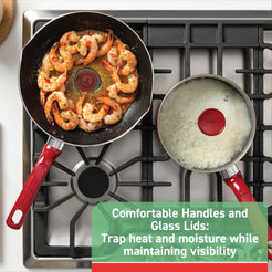 T-fal Easy Care, 20 Piece Non-Stick Pots and Pans Cookware Set, Red