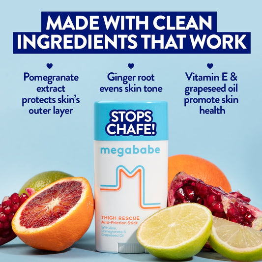 Megababe Thigh Rescue Anti-Chafe Stick, Prevents Skin Chafe & Irritation, 2.12 oz