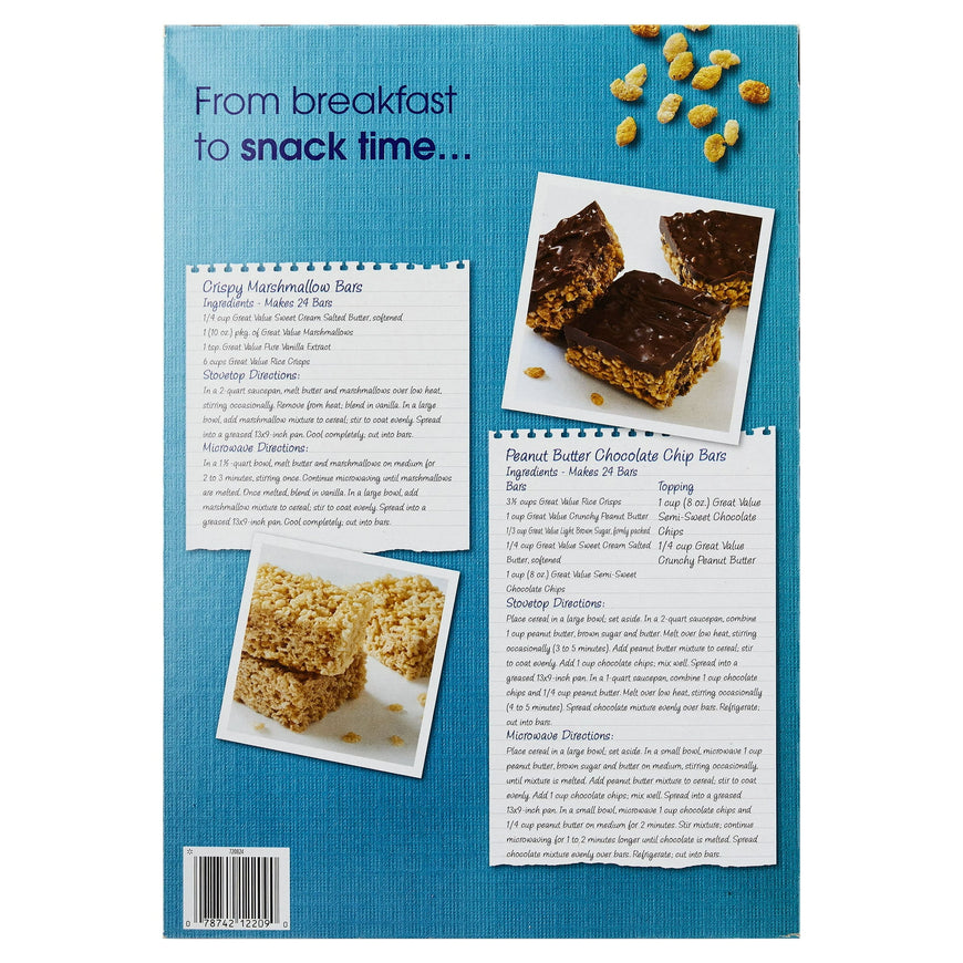 (6 pack) Great Value Crisp Rice Breakfast Cereal, 24 oz