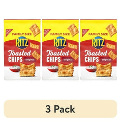 (3 pack) RITZ Toasted Chips Original Crackers, Party Snacks, Family Size, 11.4 oz