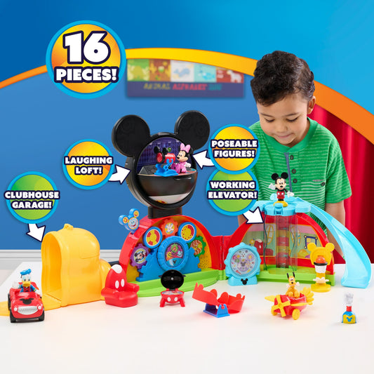 Disney Jr. Mickey Mouse 28-inch Clubhouse Deluxe Playset, 16-pieces, Kids Ages 3 and up