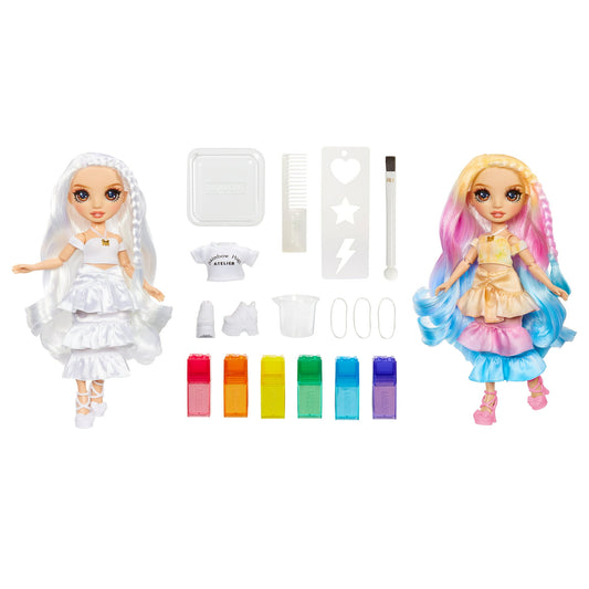 Rainbow High Watercolor & Create Fashion DIY Doll with Washable Watercolors + Tie-Dye Kit, Brown Eyes, Curled Hair, Top & Shoes. Play, Rinse, Repeat. 4-12+
