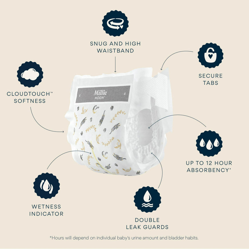 Millie Moon Luxury Diapers, Size 4, 66 Count