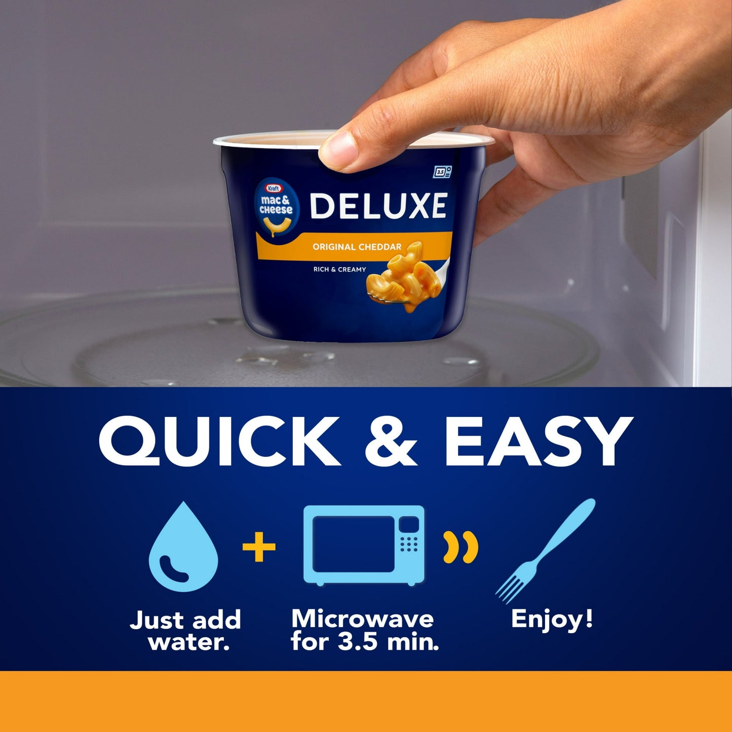 (6 pack) Kraft Deluxe Original Mac N Cheese Easy Microwavable Dinner, 4 ct Pack, 2.39 oz Cups, Shelf-Stable