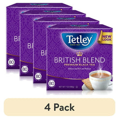 (4 pack) Tetley British Blend Premium Black Tea, 80 Count Tea Bags