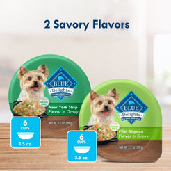 Blue Buffalo Delights Small Breed Wet Dog Food Variety Pack, Filet Mignon & New York Strip