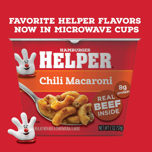(6 pack) Hamburger Helper Chili Macaroni, 2 oz Microwave Cup, Shelf Stable (Dried)