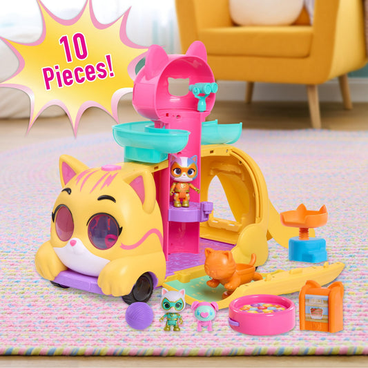 Disney Junior SuperKitties Purr ÔNÕ Go Playset and Figures, 10-Pieces, Lights and Sounds