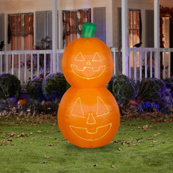 5.5 ft. H Halloween Yard Inflatables Jack-O-Lantern Pumpkin Stack with White Micro Lights