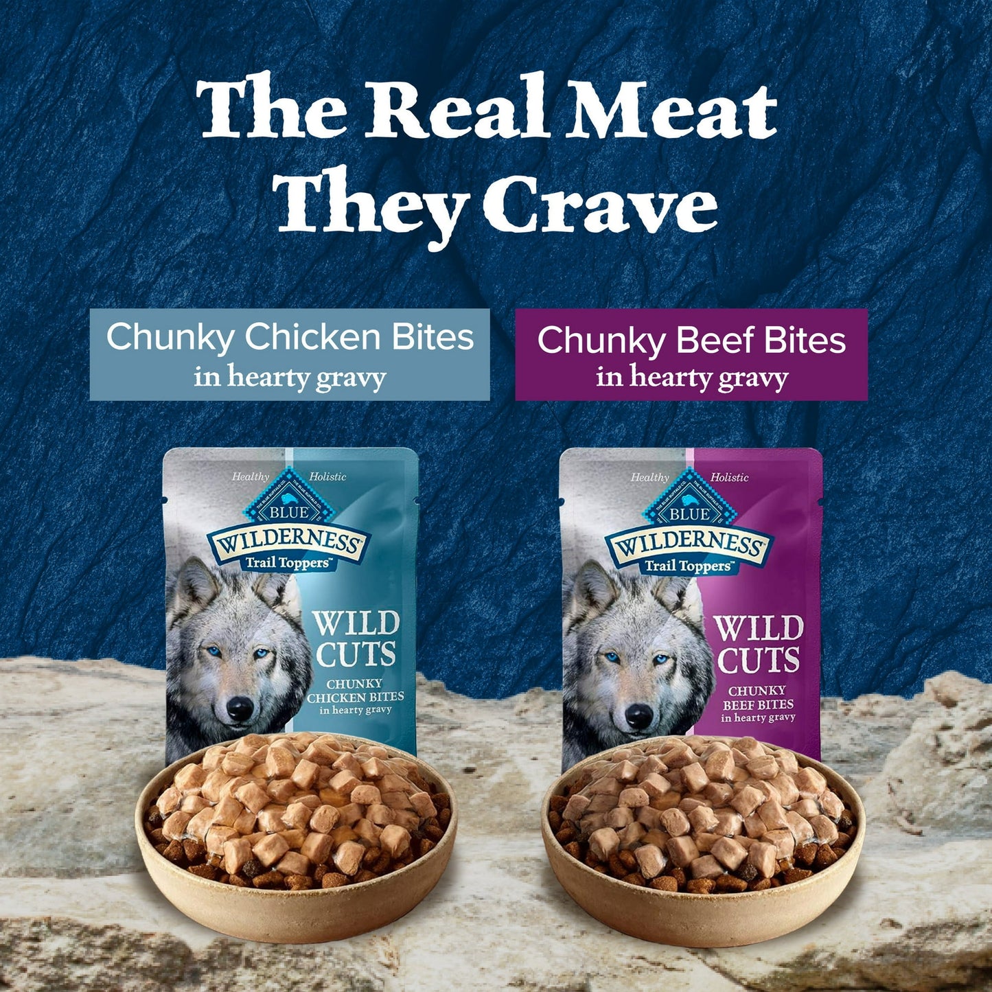 Blue Buffalo Wilderness Wild Cuts Wet Dog Food Toppers, Chicken & Beef, 3-oz. (12 Count)