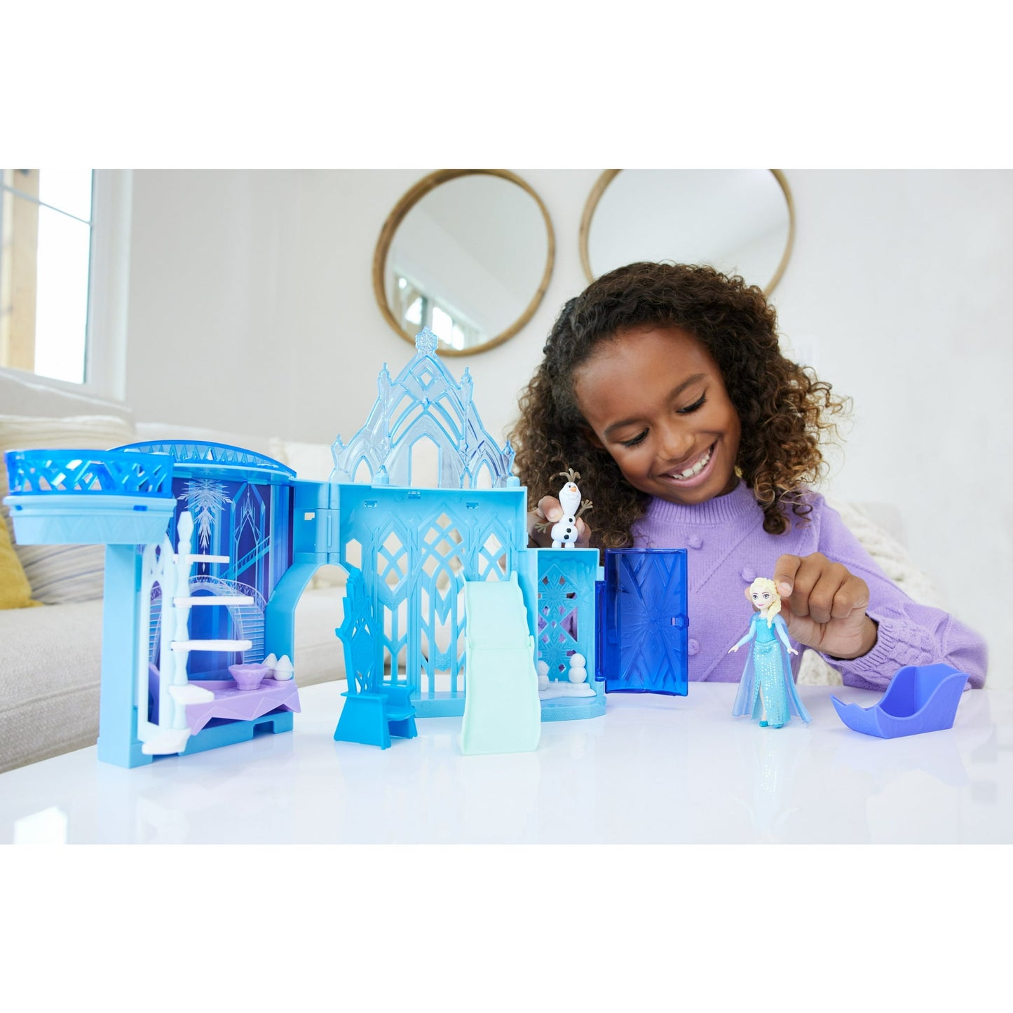Disney Frozen Storytime Stackers Princess Elsa's Ice Palace, Doll House Playset with Small Doll