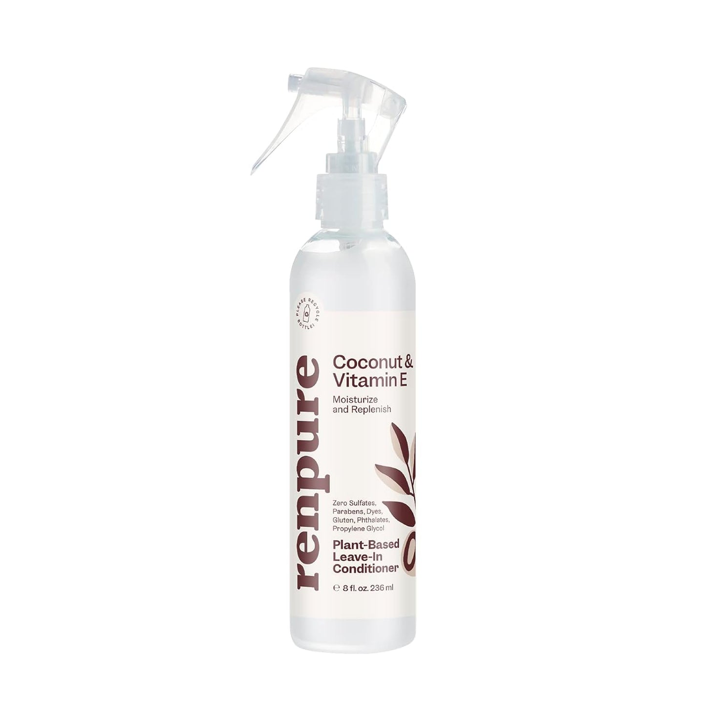 RENPURE Plant Based Natural Leave In Conditioner Spray - Hydrating Vitamin E & Coconut Oil Deep Conditioner for Hair & Beards - Sulfate Free, Anti...