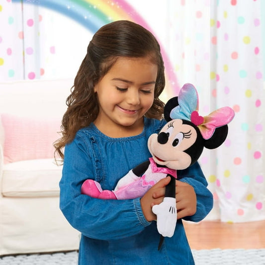 Disney Junior Minnie Mouse Sparkle and Sing Minnie Mouse, Large 13 Inch Feature Plush with Lights and Sounds Baby and Toddler Toys