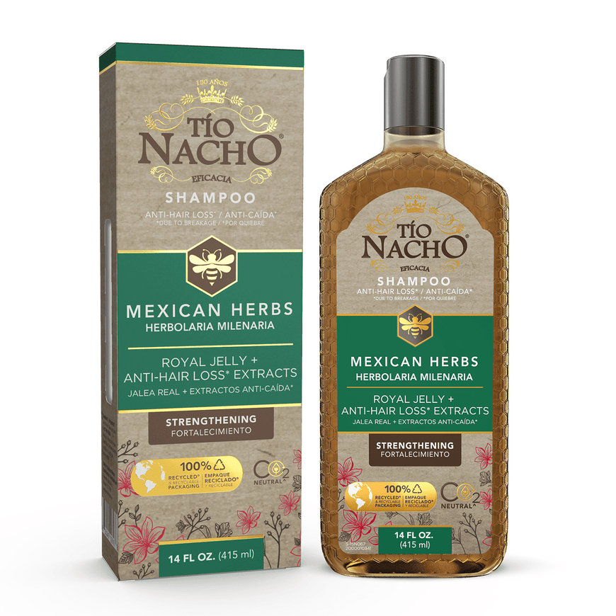 (3 pack) Tio Nacho Mexican Herbs Shampoo, Strengthening Hair Care with Royal Jelly, Ginseng, Wheat and Jojoba Oil, Honey Scented-14 Fl Oz