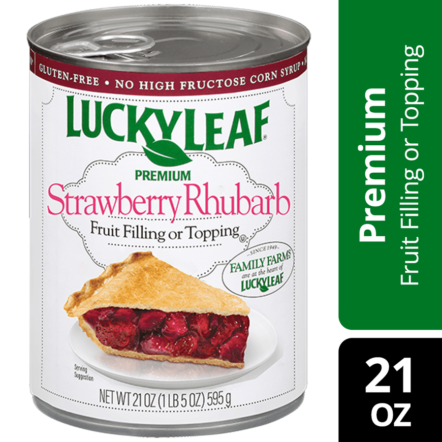 (4 pack) Lucky Leaf Premium Strawberry Rhubarb Fruit Filling and Topping, 21 oz Can
