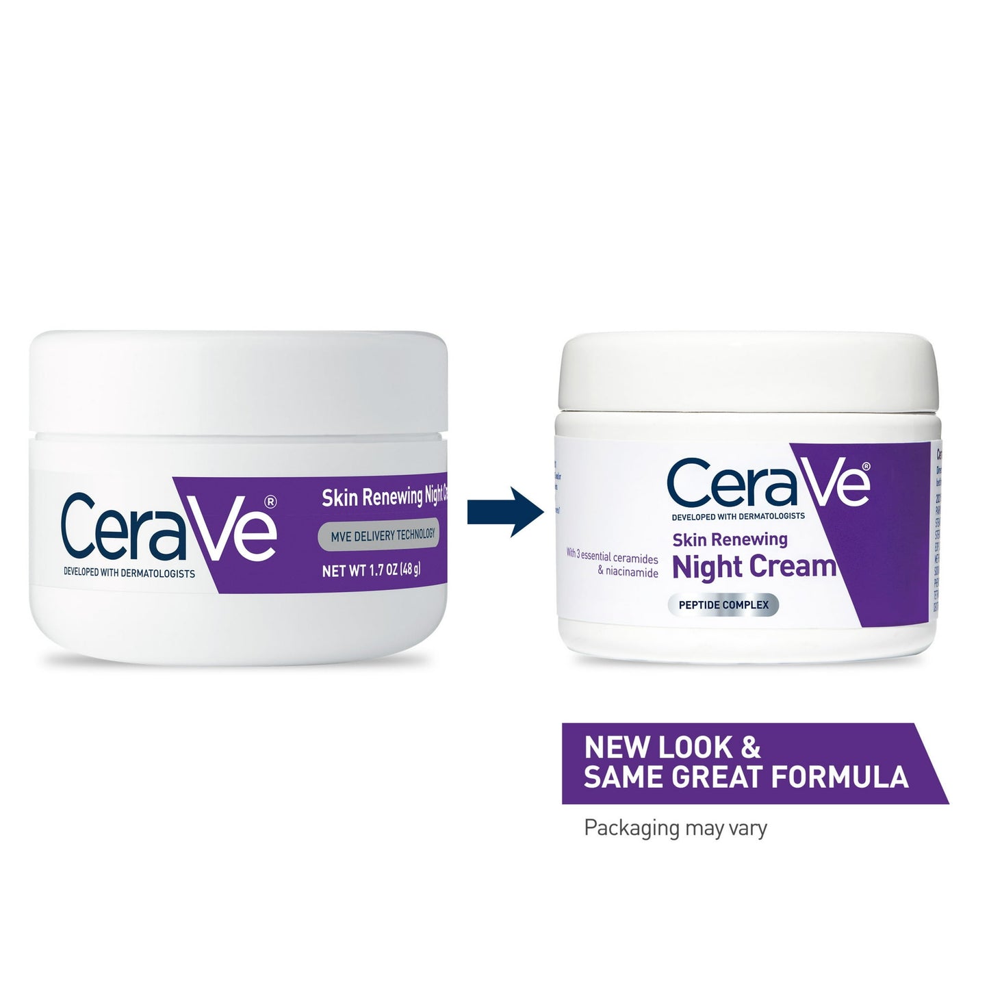 (2 pack) CeraVe Skin Renewing Face Night Cream with Peptide Complex & Hyaluronic Acid for All Skin Types, 1.7 oz