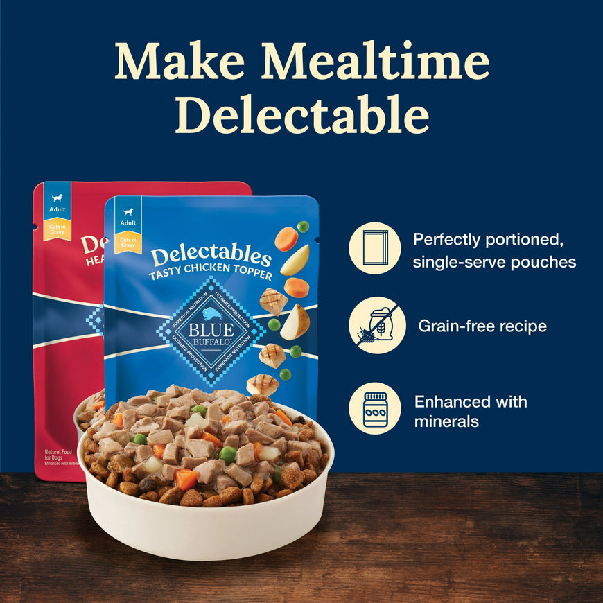 Blue Buffalo Delectables Natural Wet Dog Food Variety Pack, Chicken & Beef, 3-oz. (12ct)