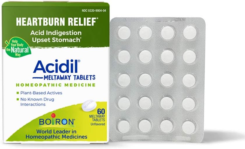 Boiron Acidil for Relief of Acid Reflux, Heartburn, Indigestion, and Upset Stomach - 60 Count