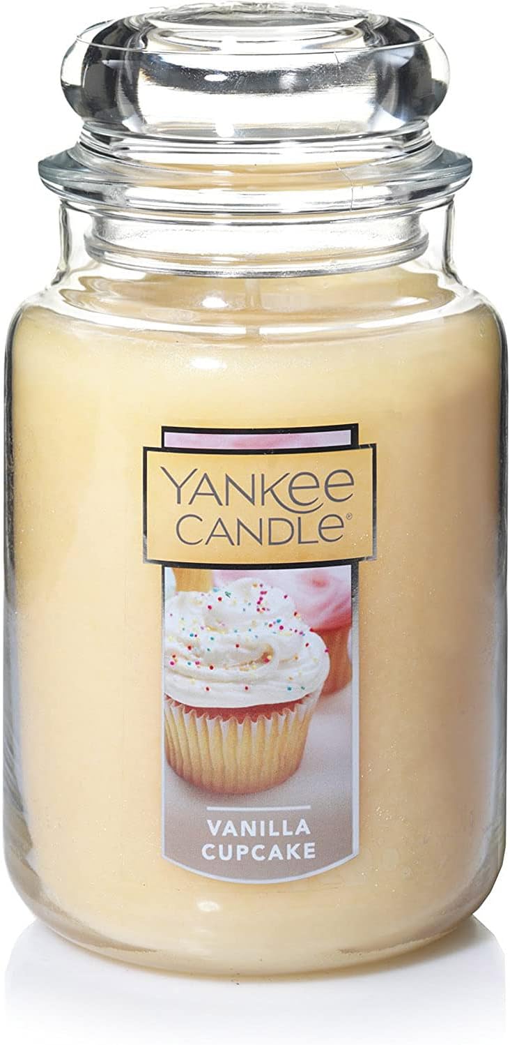 Yankee Candle 00609032519490 Vanilla Cupcake Scented 22oz Single Wick Candle, Over 110 Hours of Burn Time, Ideal for Creating Relaxing Ambience &...