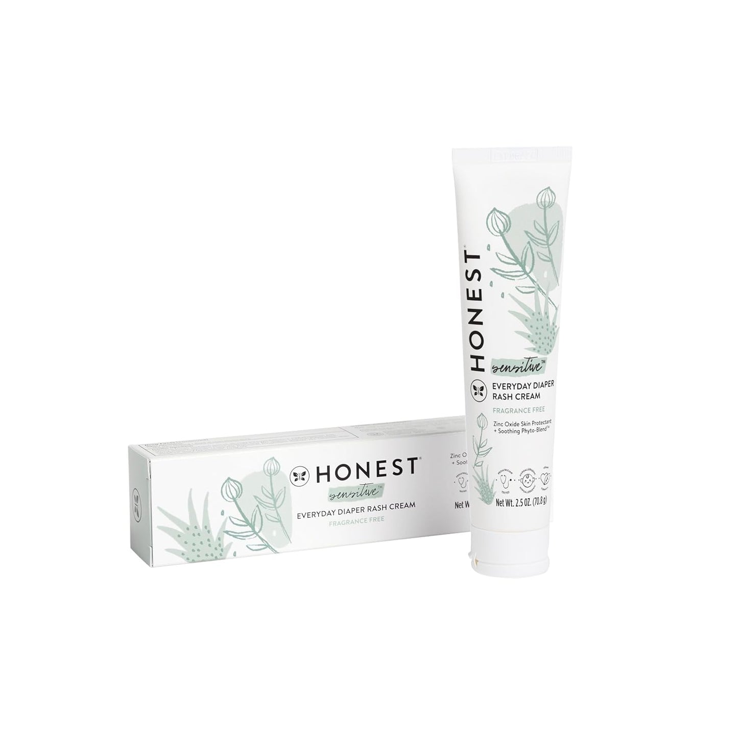 The Honest Company Hypoallergenic Diaper Rash Cream | Moisturizing + Calming Zinc Oxide Ointment | NEA Recognized, Cruelty Free | 2.5 oz