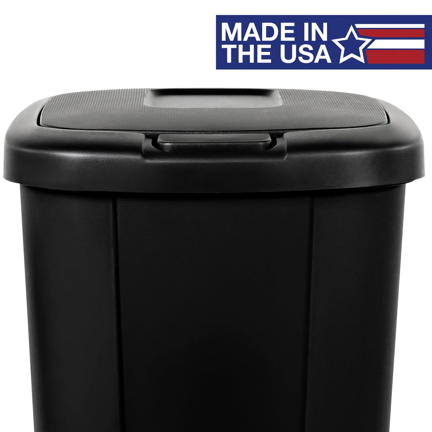 Hefty Kitchen Trash Can, 13.3 Gallon Plastic Touch Top Garbage Bin with Push Button Lid, Black