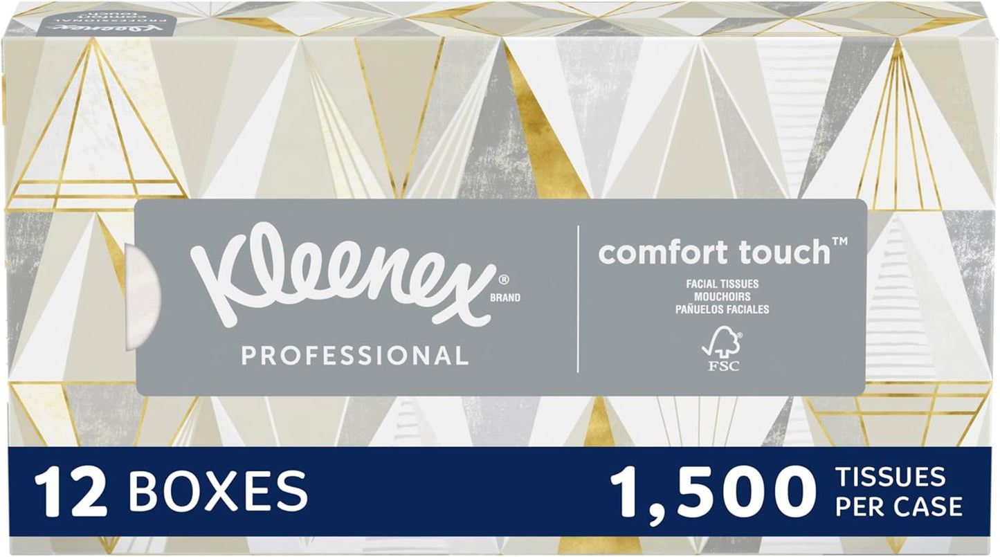 Kleenex® Professional Facial Tissues, Bulk (03076), 2-Ply, White, Flat Facial Tissue Boxes for Business, Convenience Case (125 Tissues/Box, 12 Boxes/Case, 1,500 Tissues/Case)