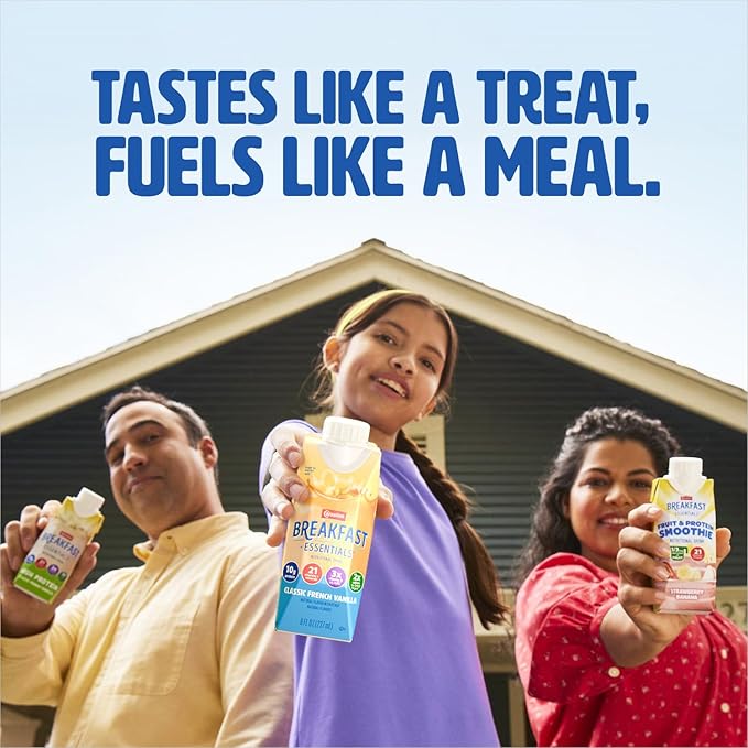 Carnation Breakfast Essentials Complete Nutritional Drink Rich Milk Chocolate/Classic French Vanilla/Strawberry Sensation Flavor 1.26 oz. 60 Ct