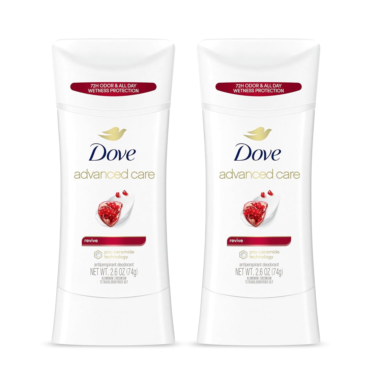 Dove Advanced Care Antiperspirant Deodorant Stick Revive Twin Pack to help skin barrier repair after shaving by boosting skin's ceramide levels 72 hour...
