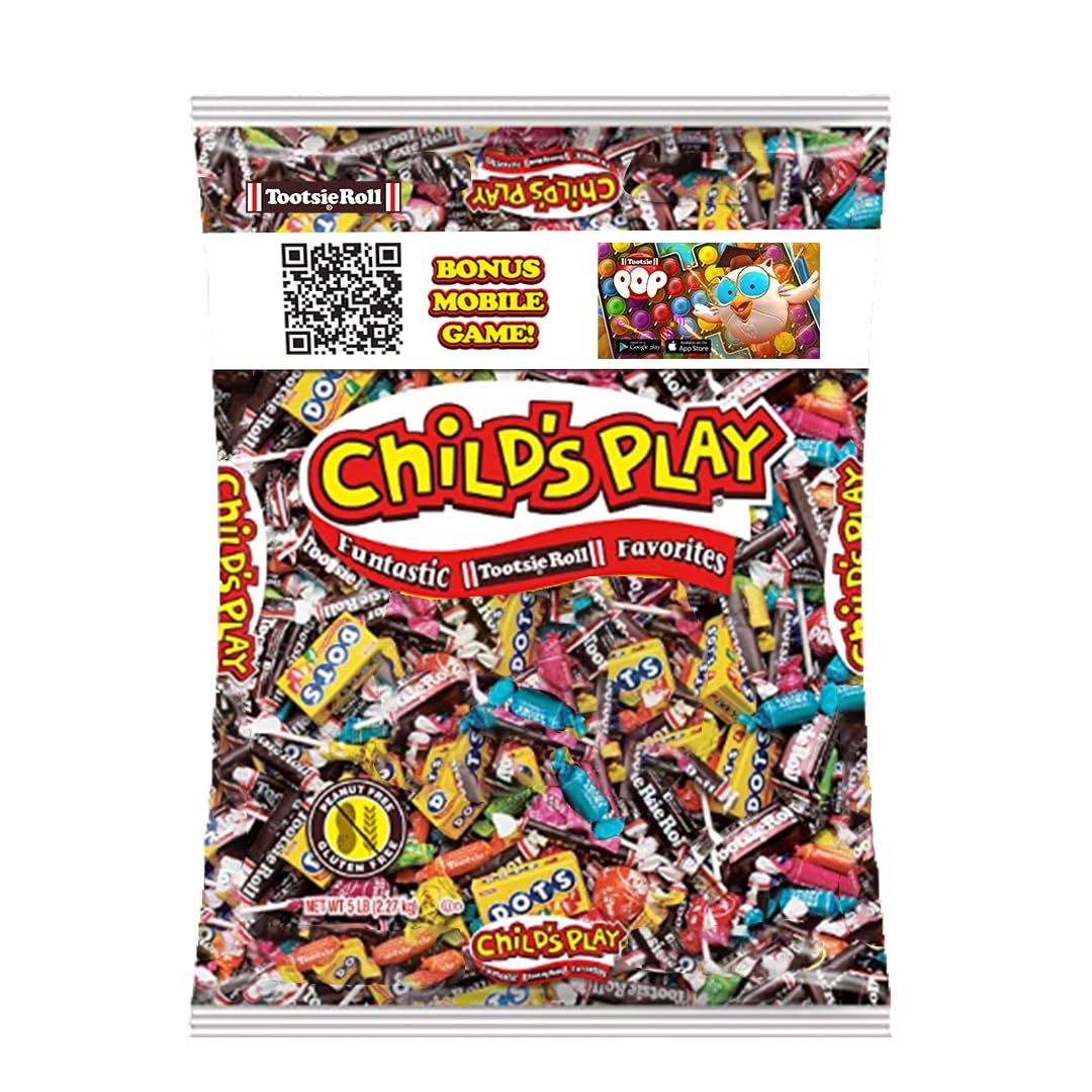 Tootsie Roll Child's Play Candy Favorites with Bonus Mobile Game, 5 Pounds of Individually Wrapped Party Candy - Funtastic Candy Variety Mix Bag - Peanut Free, Gluten Free (5 Pounds)