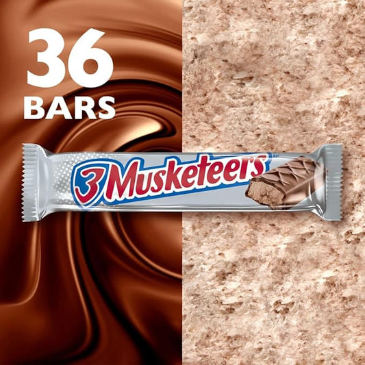 3 MUSKETEERS Milk Chocolate Candy Bars - Full Size Chocolate Bars, 1.92 oz Candy Bar (Pack of 36) Bulk Box