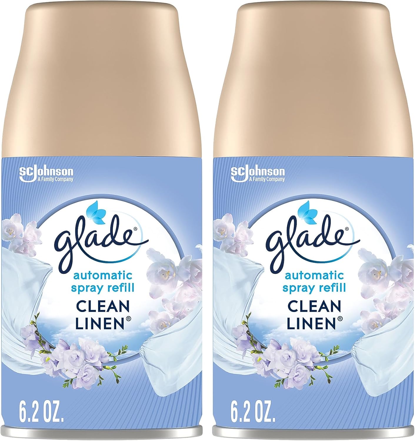 Glade Automatic Spray Air Freshener Refill, Scented Air Freshener for Home and Bathroom, Clean Linen, 6.2 Oz, 2 Count