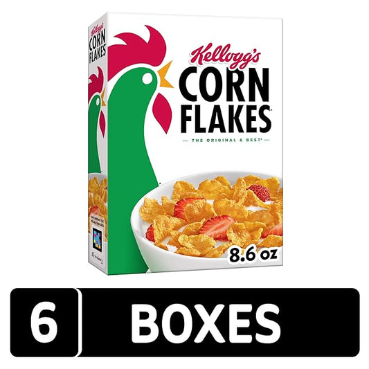 Kellogg's Corn Flakes Breakfast Cereal, Kids Cereal, Family Breakfast (6 Boxes)