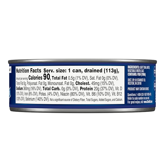 StarKist Chunk Light Tuna in Water, 5 oz (48 Pack) Canned Tuna Fish, Wild Caught, Gluten Free, Ready to Eat, Perfect for Salads, Keto Meals and Snacks, with 20g Protein & 90 Calories Per Serving