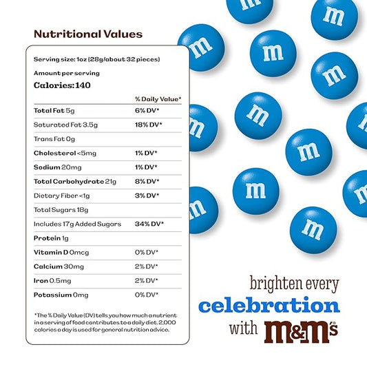 M&MÕS WORLD Blue Candy Bulk - Milk Chocolate Candy, 5 lbs Resealable Pack for Graduation, Wedding, 4th of July, Birthdays, Party Favors, Boy Baby Showers, Gender Reveal Ideas, Easter and more