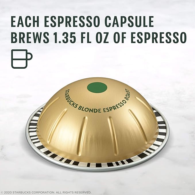 Starbucks by Nespresso Vertuo, Blonde Roast Espresso, 50-count Espresso Pods, Brews, 1.35 oz.